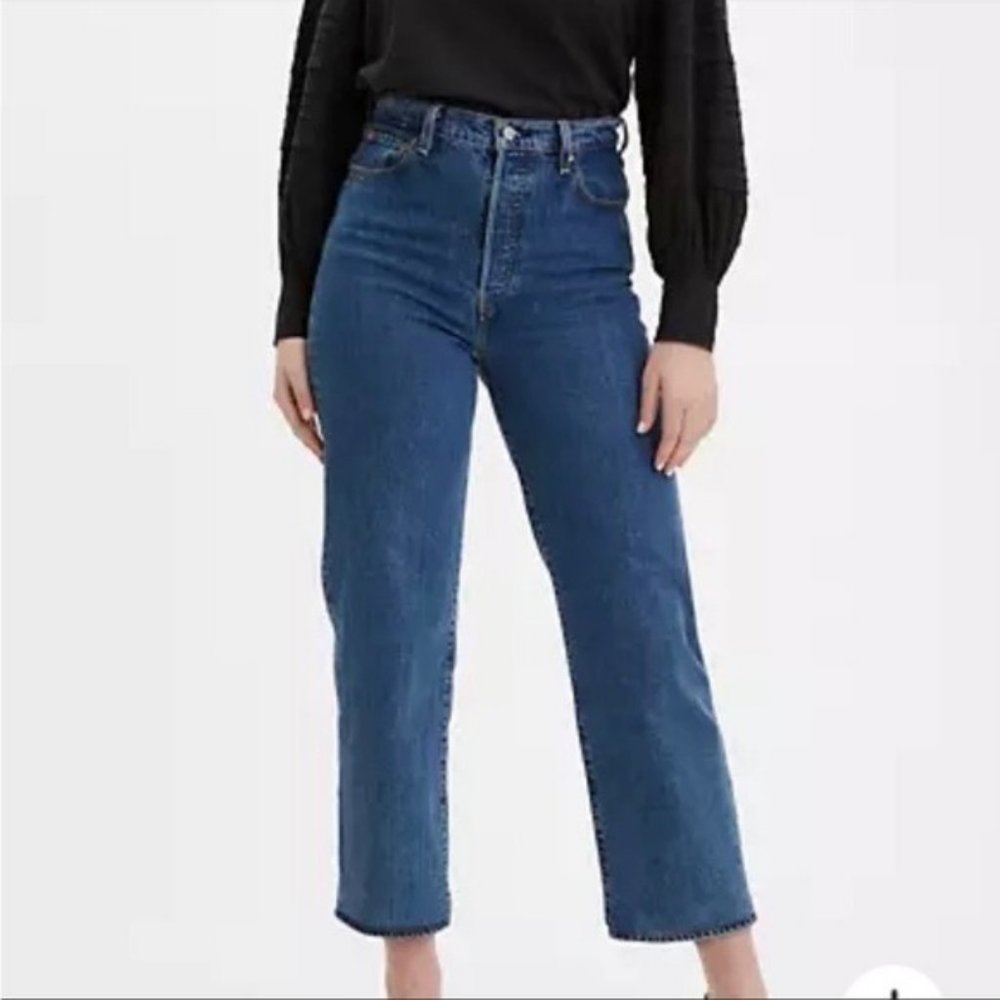 Levi’s Ribcage Straight Ankle Jeans Button-Fly Blue Women’s Size 25X27
